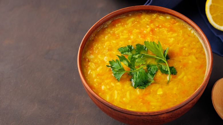 Bowl of red lentil soup