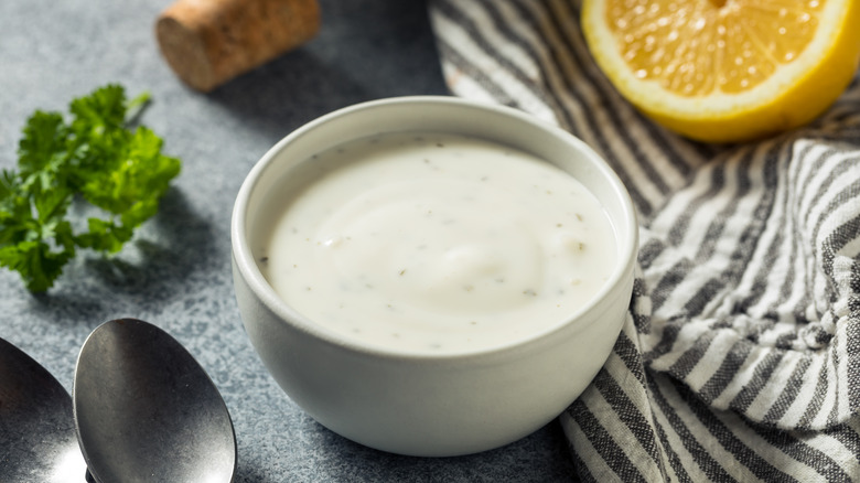 ranch dressing in a bowl