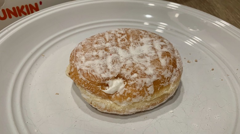 Vanilla Creme Dunkin' donut on plate