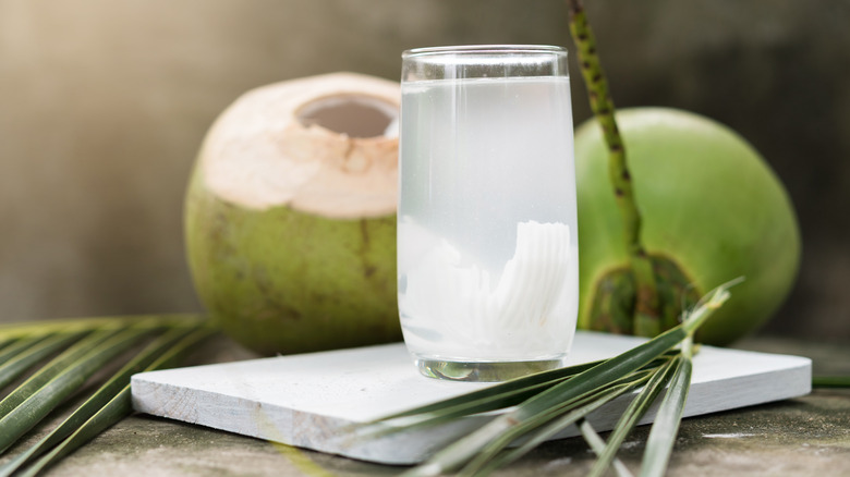 Glass of coconut water