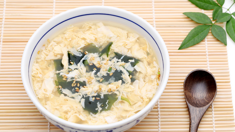 Kakitamajiru in bowl with spoon