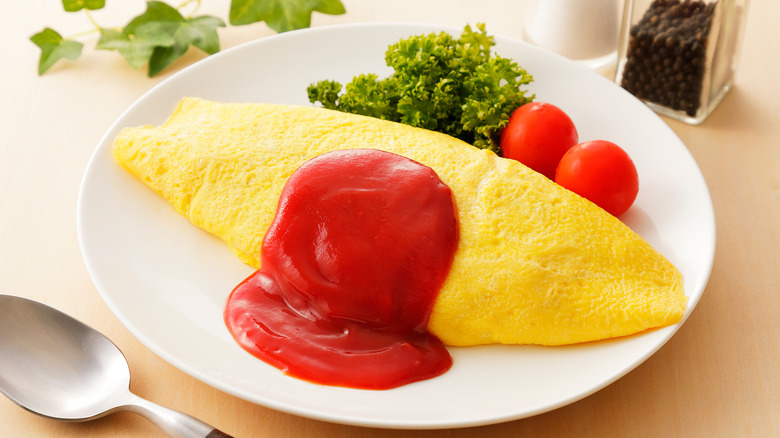 Japanese omurice on plate