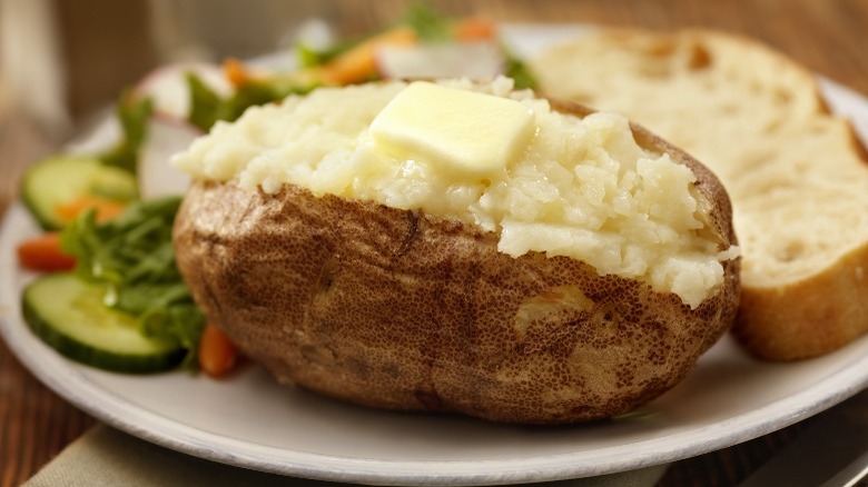 Butter melted in the potato