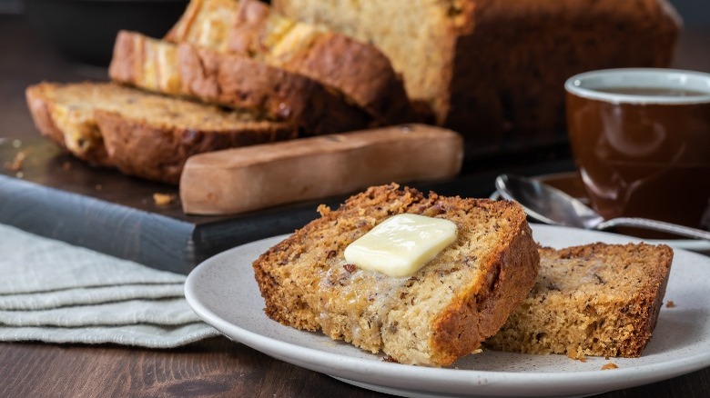 Banana bread with butter