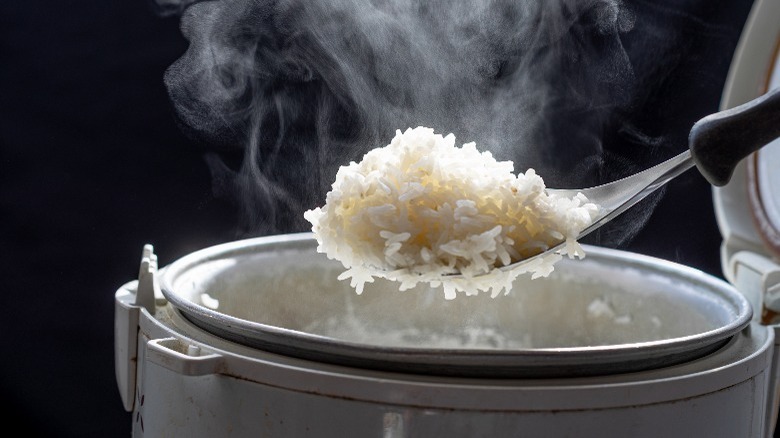 White rice in a rice cooker