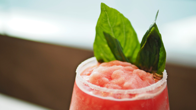 blended red drink in cup