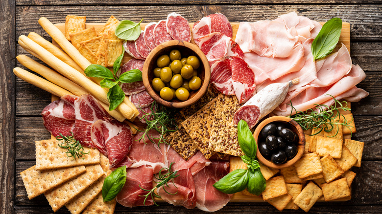 Charcuterie boards with crackers