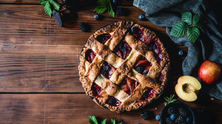 Blueberry pie with lattice crust