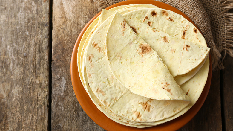 whole wheat tortillas in a stack