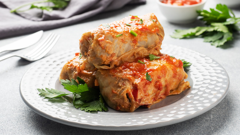 Hungarian pork-stuffed cabbage rolls