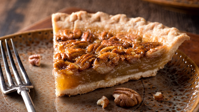 Slice of pecan pie