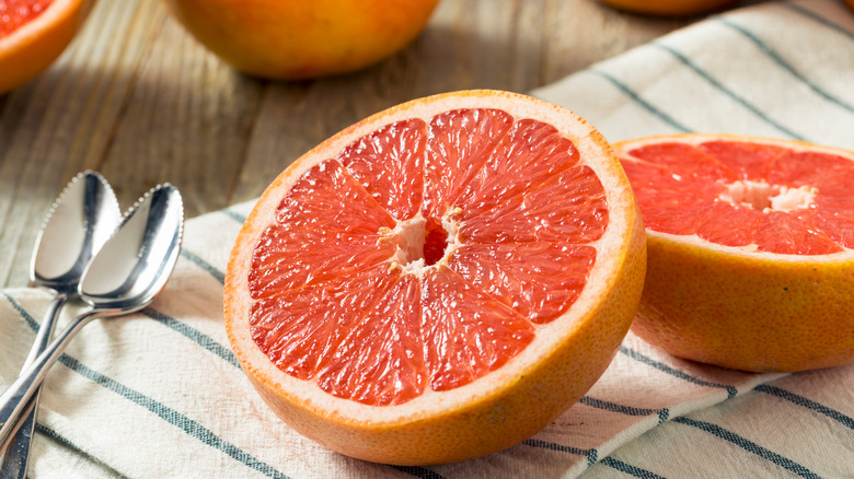 Sliced grapefruit halves