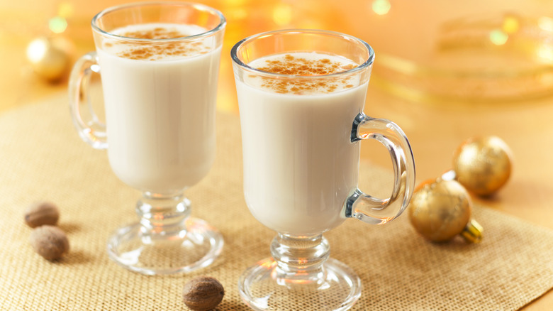 Glasses of eggnog table