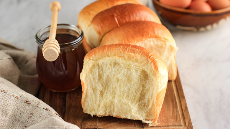 Fluffy milk bread on counter