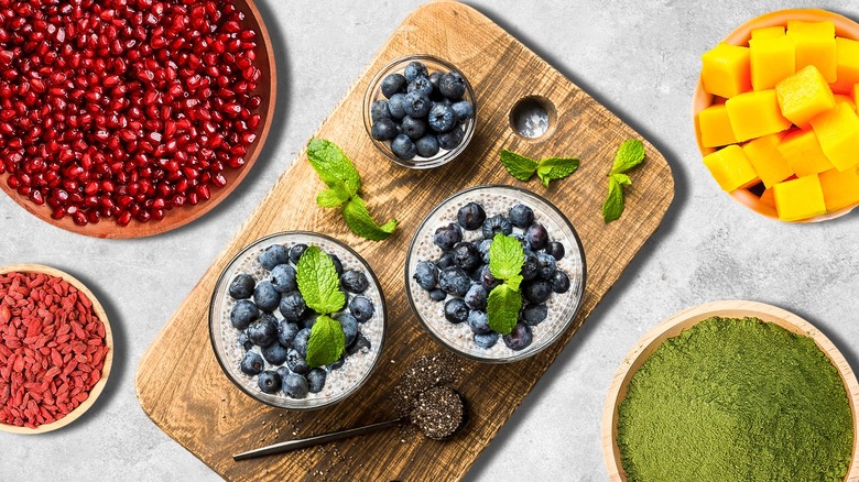 Fruits and other ingredients that will elevate chia seed pudding in bowls