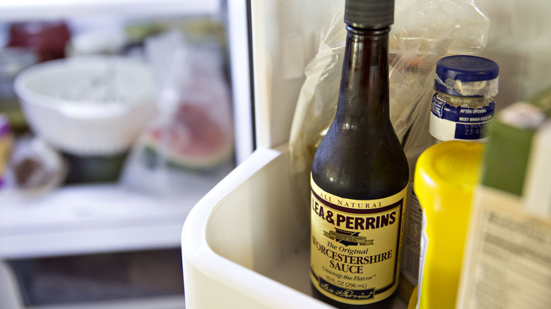 Worcestershire sauce in refrigerator