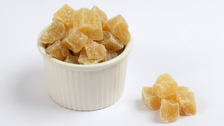 Candied ginger in bowl