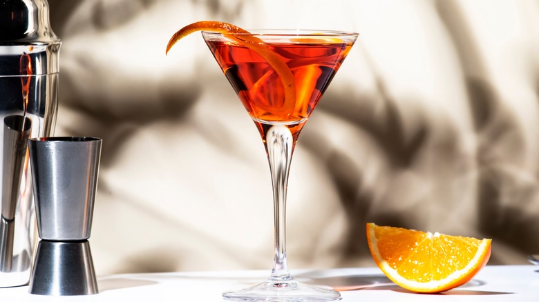 Orange drink in cocktail glass
