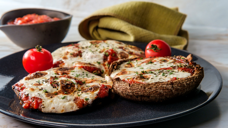 portobello mushroom lasagna boats on a plate