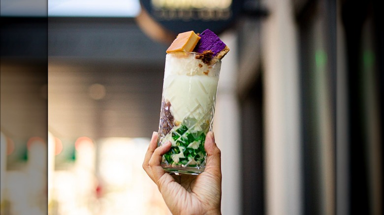 Hood Famous' iced 'Halo Halo' latte