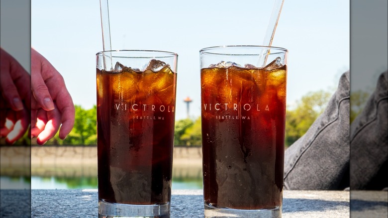 Two Victrola iced coffees