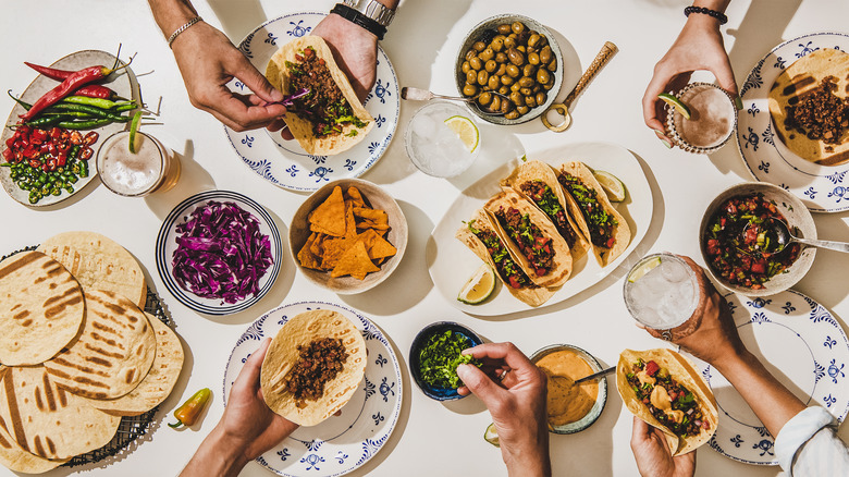 Taco spread with toppings