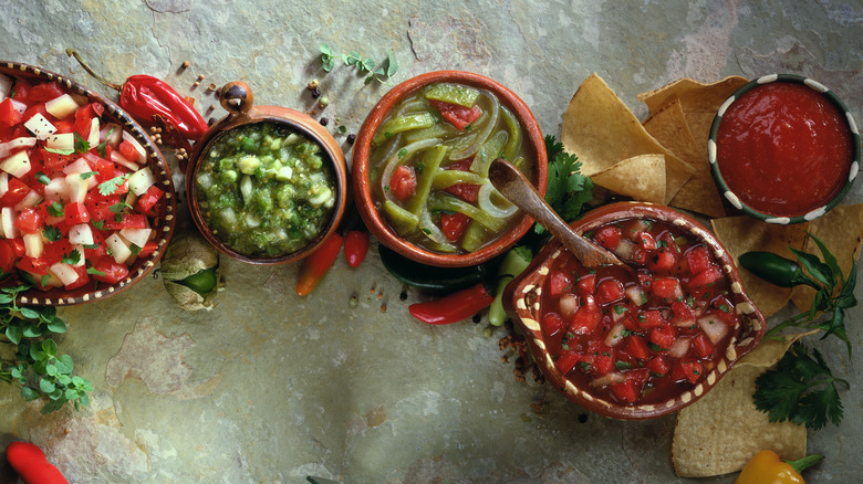 Variety of salsas