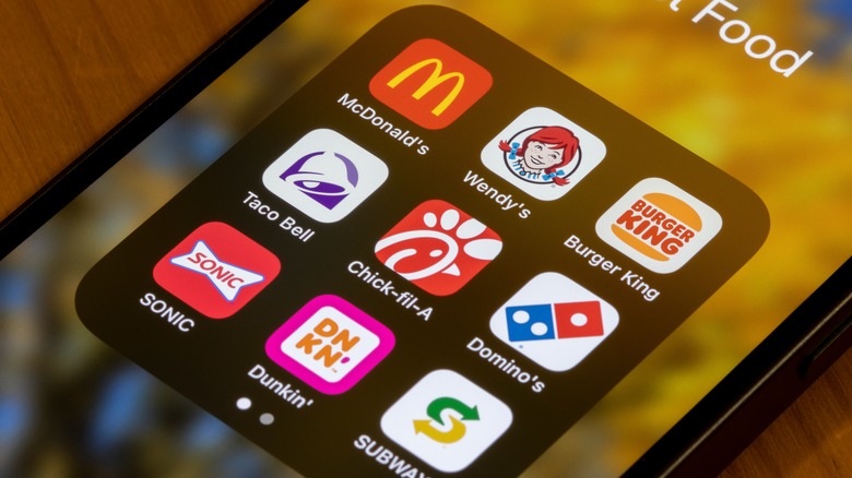 Phone screen showing fast food apps