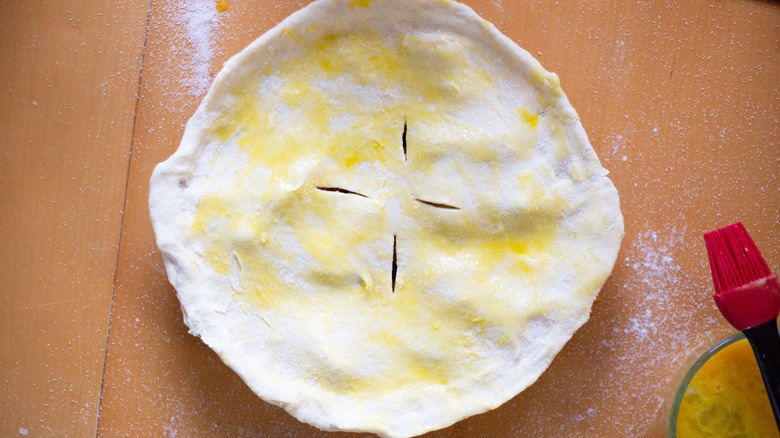 Egg wash on apple pie