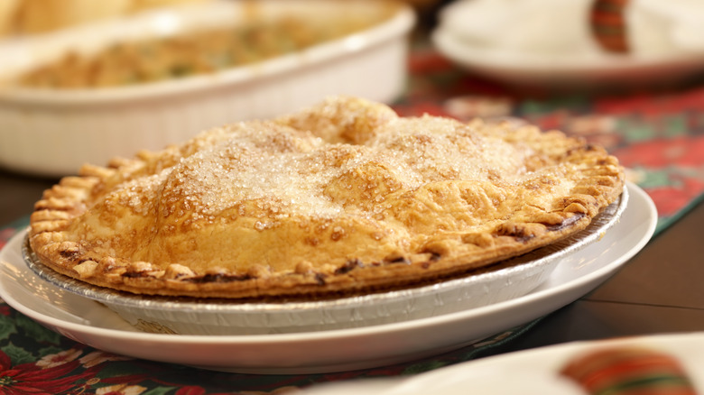 Apple pie in pie plate