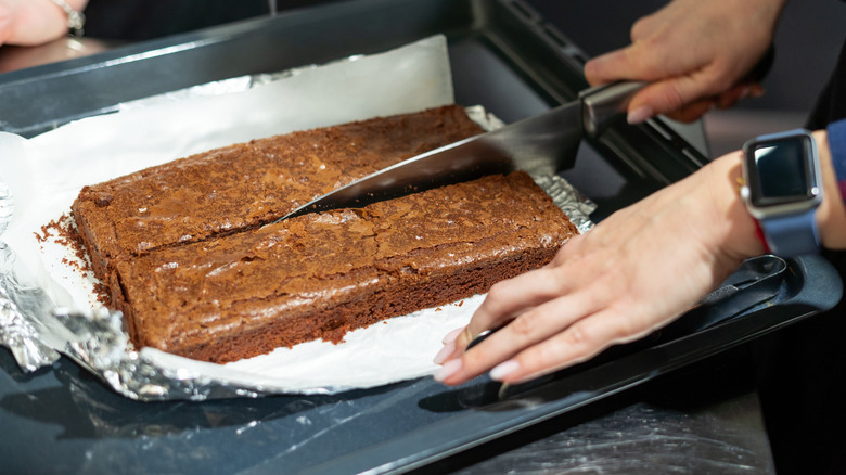 Brownies in metal pan