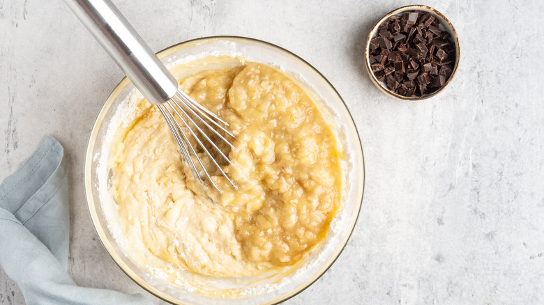 Muffin batter in glass bowl