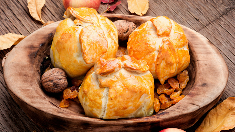 Apple dumplings in a dish