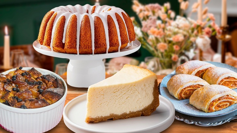 Table full of Thanksgiving desserts