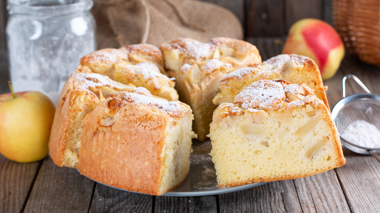 Apple pound cake on plate