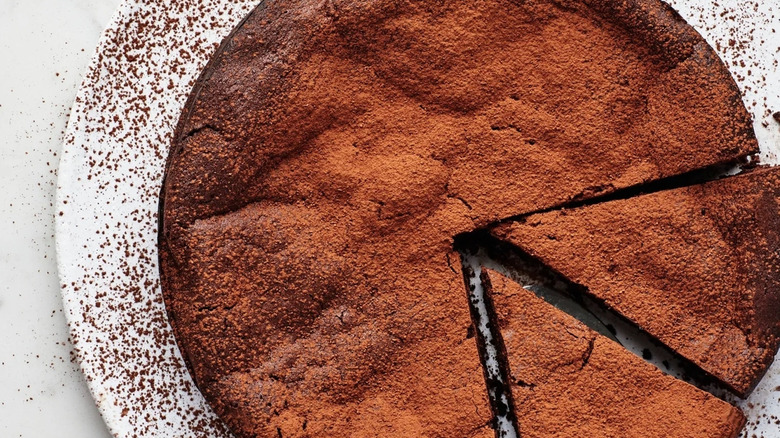 Chocolate torte cake on plate