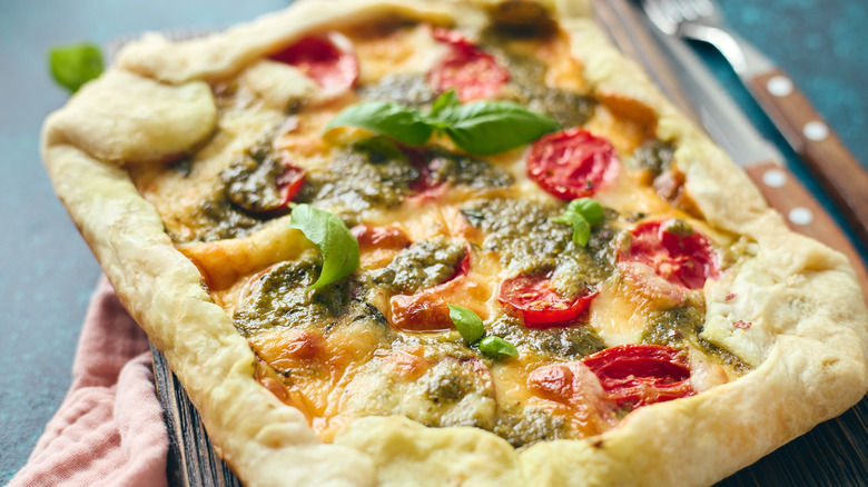 Savory galette with tomatoes and basil