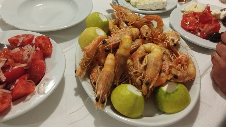 Large plate of shrimp