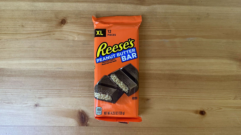 Reese's candy bar on wooden table