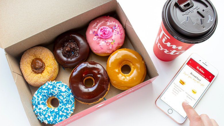 donut box phone coffee