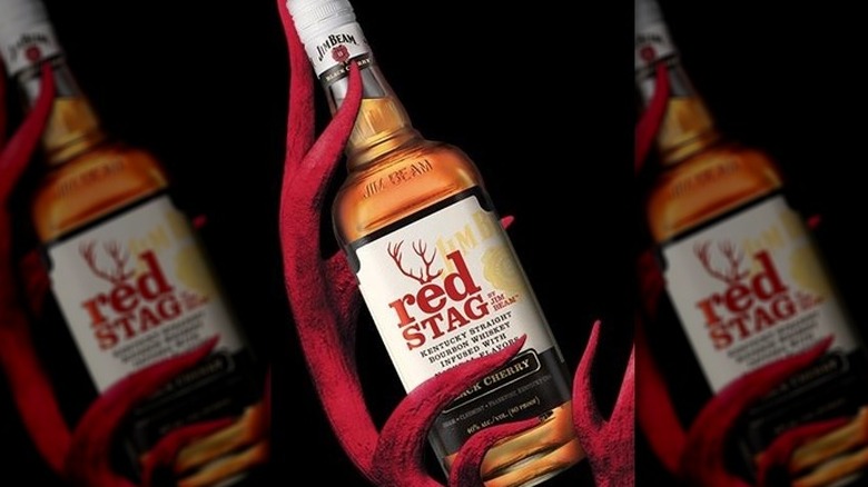 Jim Beam Red Stag in an antler