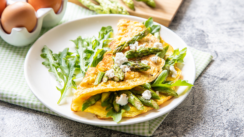 Asparagus omelet on plate