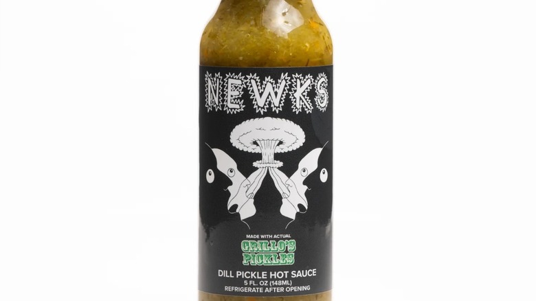 Pickle green hot sauce label