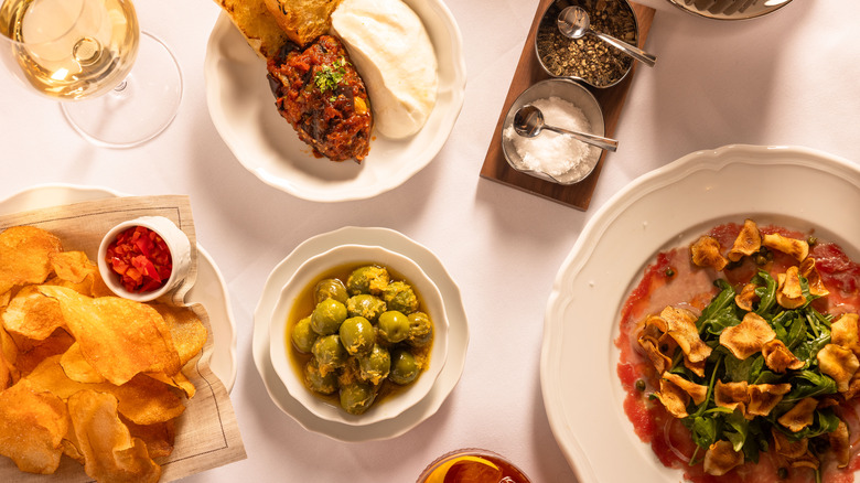 Table of appetizers at Castell's