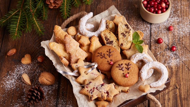 Elaborate Christmas cookies on plate