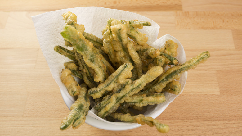 Fried green beans in cup