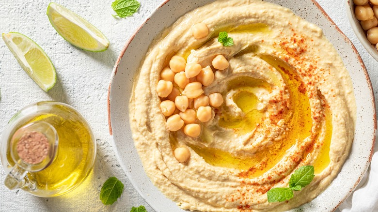 Hummus on plate