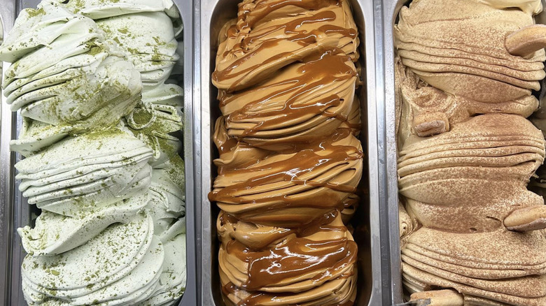 Variety of gelato flavors