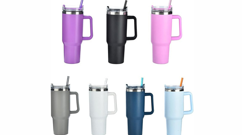 Water bottle straws in cups