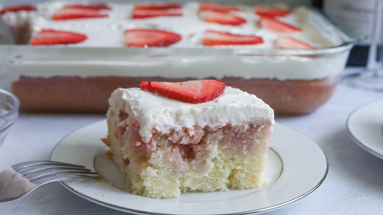 slice of strawberry cake